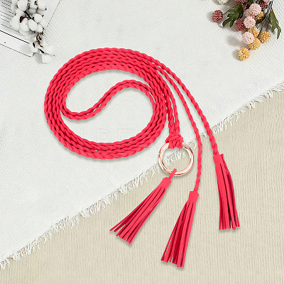 Handmade Imitation Leather Braided Rope Tie Belts AJEW-WH20006-398C-1