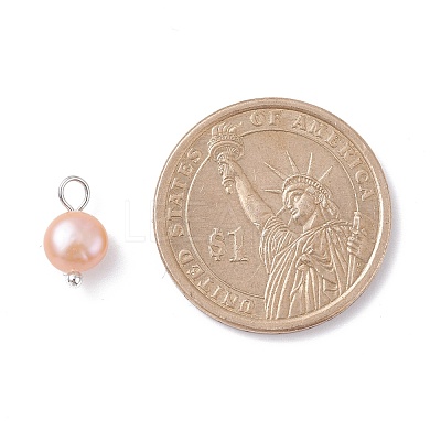 Natural Cultured Freshwater Pearl Charms PALLOY-JF01099-02-1