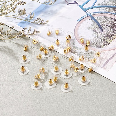 100 Pairs Brass Bullet Clutch Earring Backs KK-YW0001-32-1