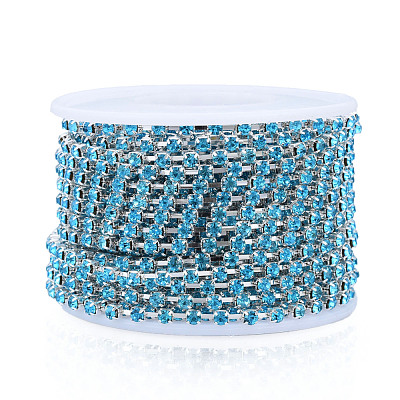 Silver Plated Brass Rhinestone Strass Chains CHC-N020-12B-06-1