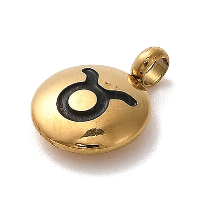 304 Stainless Steel Black Enamel Charms STAS-R009-02G-03-1