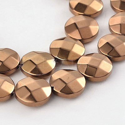 Electroplate Non-magnetic Synthetic Hematite Flat Round Bead Strands G-L368-05A-1