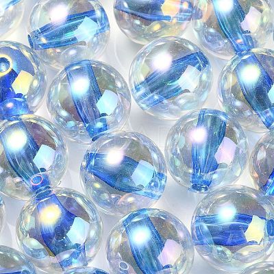 UV Plating Transparent Rainbow Iridescent Acrylic Beads OACR-F004-01C-1
