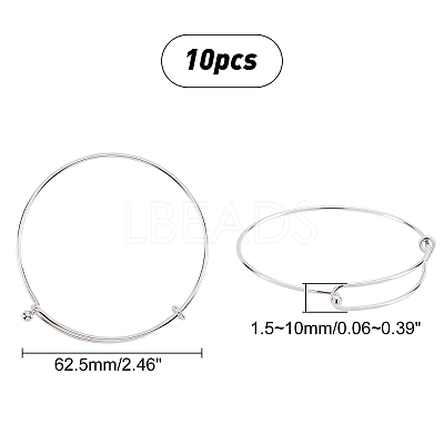 10Pcs 304 Stainless Steel Expandable Bangle for Girl Women BJEW-DC0001-03-1