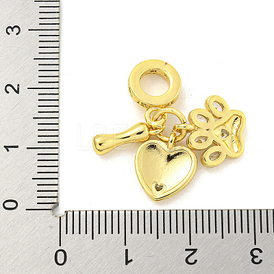 Rack Plating Brass Micro Pave Cubic Zirconia European Dangle Charms KK-P270-02C-G-1