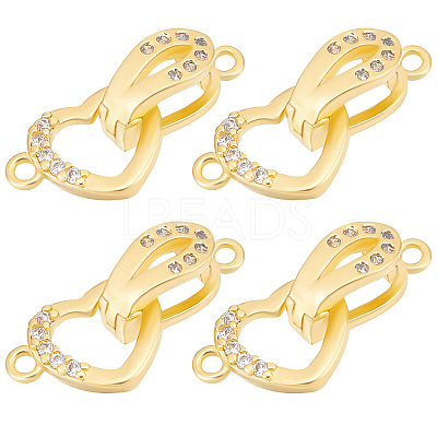 6 Sets Brass Micro Pave Clear Cubic Zirconia Fold Over Clasps KK-BBC0005-70-1