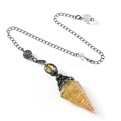 Synthetic Yellow Quartz & Resin Hexagonal Pointed Dowsing Pendulums PW-WG7D05E-14-1