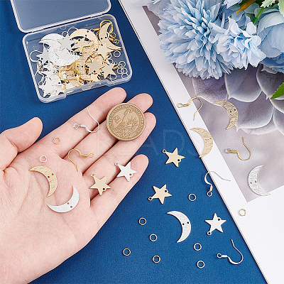 DIY Moon & Star Dangle Earring Making Kit DIY-UN0004-31-1
