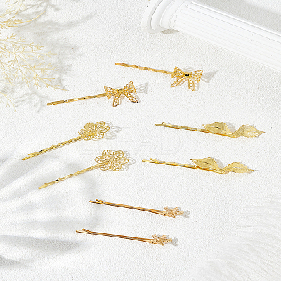 8Pcs 4 Styles Iron & Zinc Alloy Hair Bobby Pin Findings OHAR-LP0001-25-1