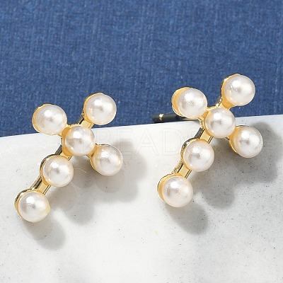 Cross Brass Stud Earrings EJEW-A132-01G-1