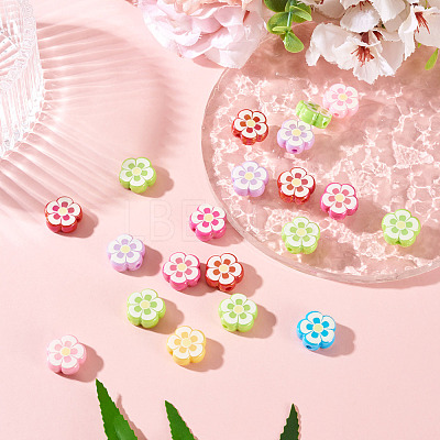 20Pcs UV Plating Printed Opaque Acrylic Beads OACR-TADJ0001-06-1