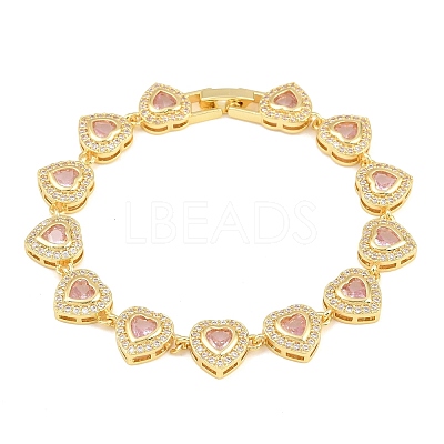 Brass Pave Cubic Zirconia Heart Tennis Bracelets for Women KK-CBA68DA-09G-02-1