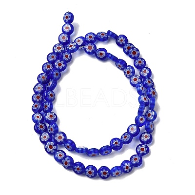 Handmade Millefiori Glass Flat Round Bead Strands LK-P011-22-1