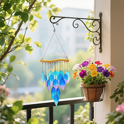 Glass Tassel Wind Chimes AJEW-WH0348-904A-1