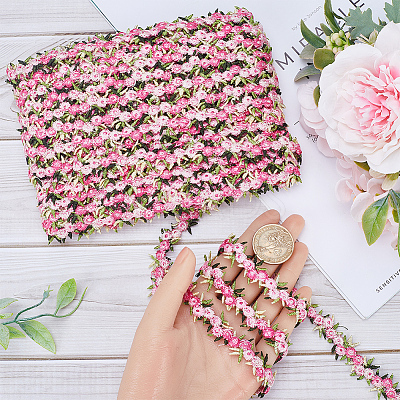 15 Yards Flower Polyester Embroidery Lace Ribbon OCOR-WH0070-77A-1