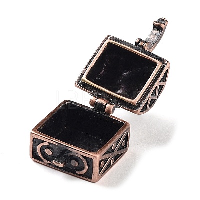 Carved Cuboid Rack Plating Brass Prayer Box Pendants KK-L101-16R-NF-1