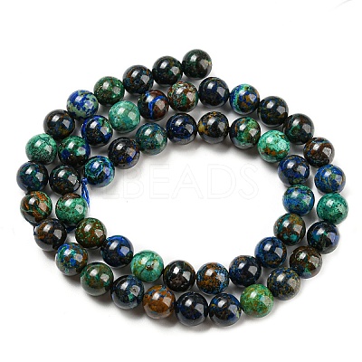 Natural Azurite Beads Strands G-P503-8MM-09-1