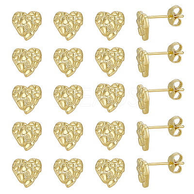 10 Pairs Brass Stud Earrings EJEW-PH0001-52B-1