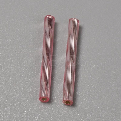 Silver Lined Glass Twist Bugle Beads GLAA-WH0039-11D-1