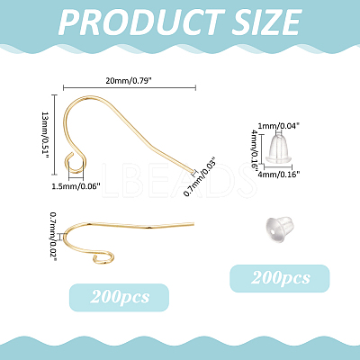 200Pcs Brass Earring Hooks KK-ME0001-25-1