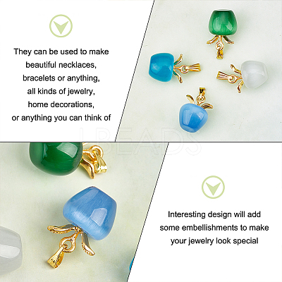 16Pcs 4 Colors Cat Eye Pendants CE-OC0001-01-1