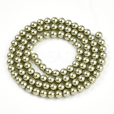 Baking Paint Pearlized Glass Pearl Bead Strands HY-N002-4mm-A07-1