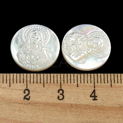 Carved Natural White Shell Cabochons SSHEL-N038-06B-10-1