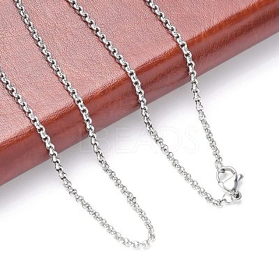 Tarnish Resistant 304 Stainless Steel Necklaces Unisex Rolo Chain Necklaces NJEW-507L-6-1