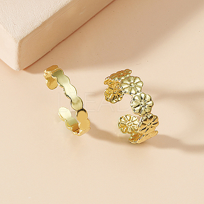 2Pcs Adjustable Retro Iron Flower Cuff Toe Ring Sets II7704-1
