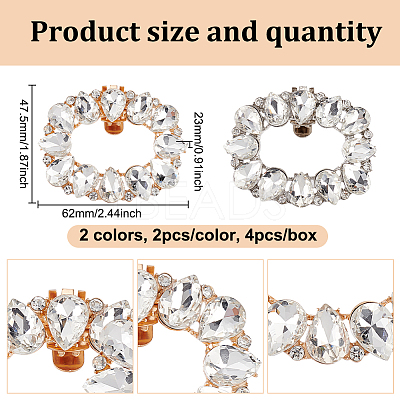 4Pcs 2 Colors Zinc Alloy Crystal Rhinestone Shoe Decoration FIND-GO0002-30-1
