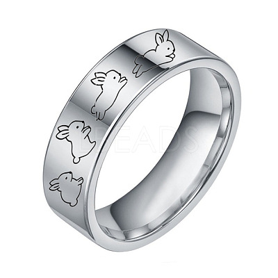 Rabbit Pattern 201 Stainless Steel Finger Rings for Couple FS-WG795E8-05-1