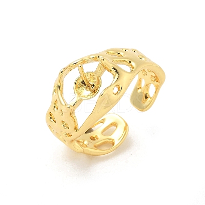 Brass Cup Peg Open Cuff Ring Settings KK-G518-08G-01-1
