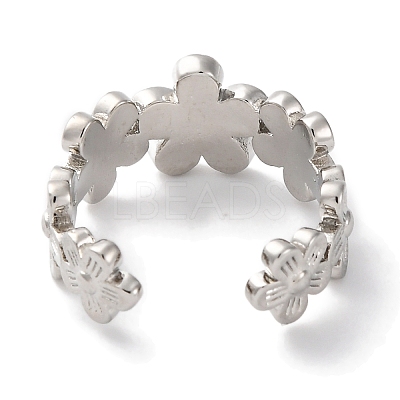 Rack Plating Brass Flower Open Cuff Rings for Women RJEW-S242-01P-B-1
