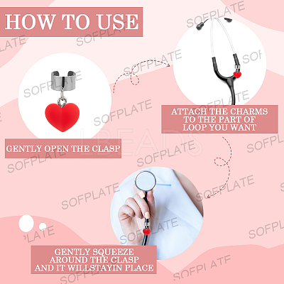 24Pcs 12 Styles Heart & Bowknot Resin Stethoscope Pendant Decorations HJEW-SP0001-58-1