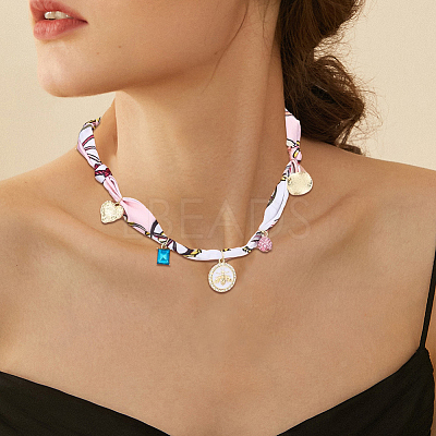 Bees Alloy Enamel & Resin & Glass & Plastic Pearl & Rhinestone Tassel Scarf Choker Necklaces NJEW-SP0001-16B-1