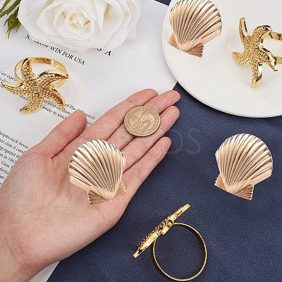 6 Pcs 2 Styles Alloy Napkin Rings AJEW-GF0002-73G-1