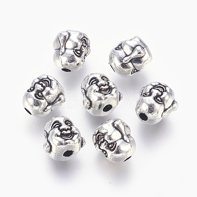 Tibetan Style Alloy Buddha Head Beads X-TIBEB-7056-AS-FF-1