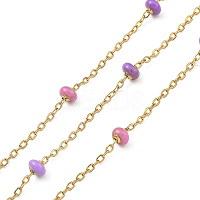 304 Stainless Steel Enamel Link Chains AJEW-Z028-09G-02-1