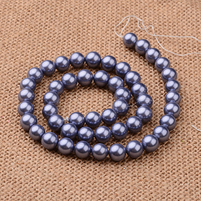 Polished Round Grade A Shell Pearl Bead Strands BSHE-M027-8mm-M-1