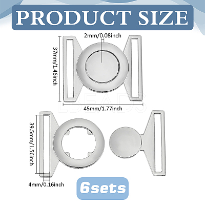 6Sets Zinc Alloy Side Release Buckles FIND-BC0013-98B-1