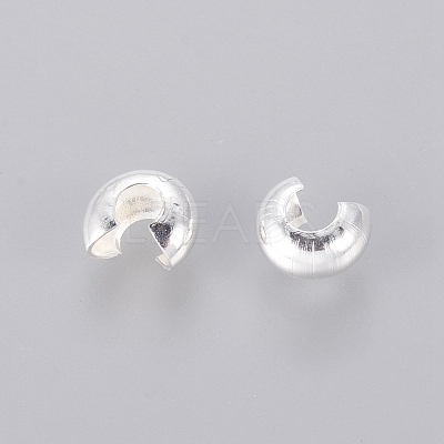 4MM Silver Color Plated Round Brass Crimp Beads Covers X-EC266-S-1