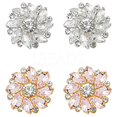 4Pcs 2 Styles Alloy Rhinestone Buttons BUTT-NB0001-79A-1