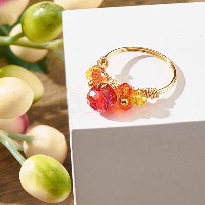 Electroplate Faceted Glass Beads Finger Rings X1-RJEW-TA00014-1