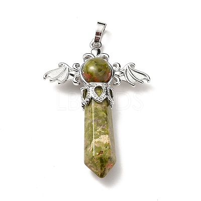 Natural Unakite Pendants G-B033-01P-16-1