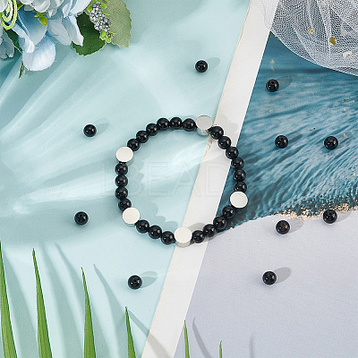 2 Strands Natural Black Onyx Beads Strands G-GO0001-15A-1