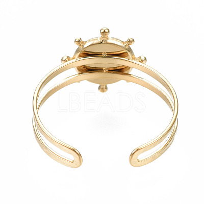 304 Stainless Steel Open Cuff Finger Ring Cabochon Settings STAS-T060-10G-1