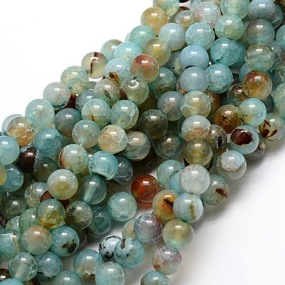 Dyed Natural Agate Round Beads Strands G-E321A-10mm-02-1
