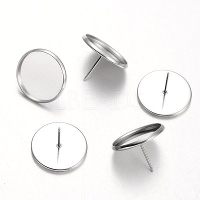 Tarnish Resistant Flat Round 304 Stainless Steel Stud Earring Settings STAS-M227-16mm-1