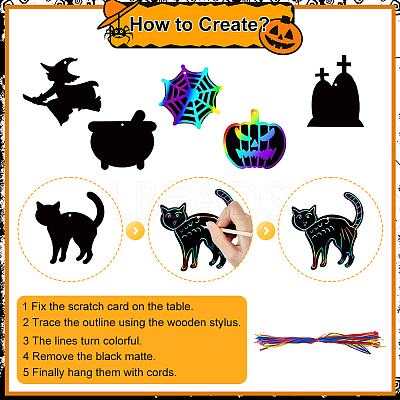 Halloween Rainbow Scratch Paper Art Pendant Decoration Kits DIY-WH20013-22-1
