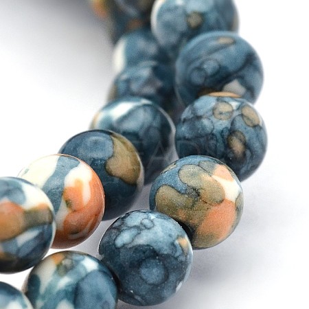 Synthetic Ocean White Jade Round Bead Strands G-M165-10mm-15-1